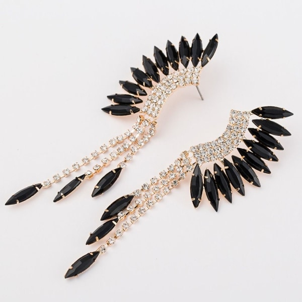 Kvinna Örhänge Lång Fringe Örhängen SVART - on stock black
