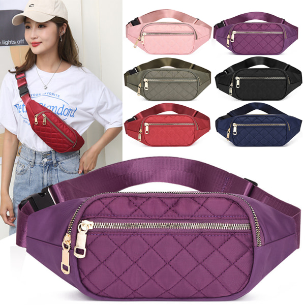 Naisten lantiolaukku Argyle Fanny Pack vyötärö Rahavyö Lomamatka Urheilulompakko Pussi Bumbag - spot-myynti Purple