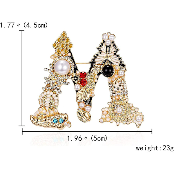 26 kirjaimen rintakorut Värikäs emaliaakkoset Pin Pearl Crystal - laadukas
