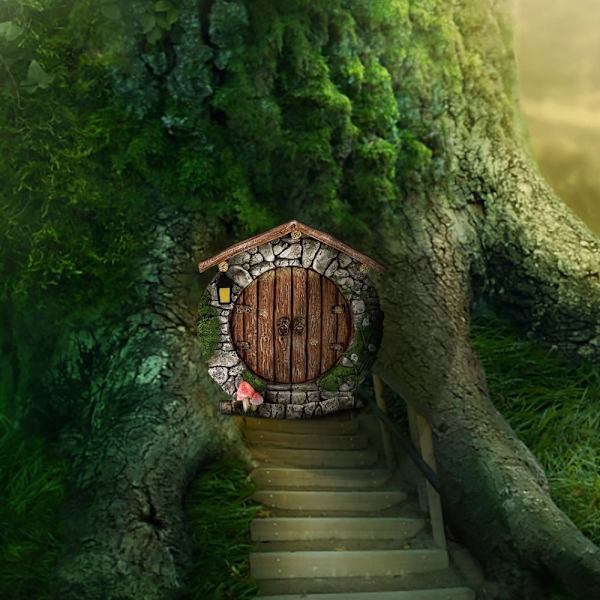Fairy Gnome Door Miniatyr Elf Door Art Statyer - high quality 2