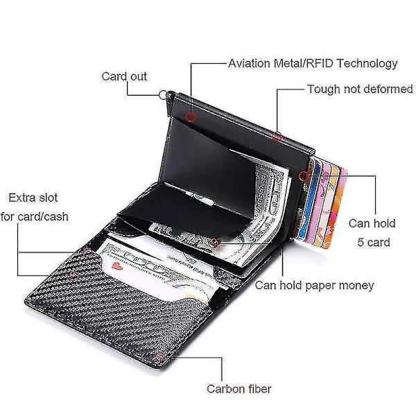 Carbon - Nfc Protection Läder Plånbok Korthållare 6st Kort - spot försäljning