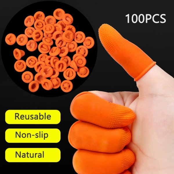 100 ST Återanvändbart fingerskydd Handskar av naturgummi Cover S(25mm)