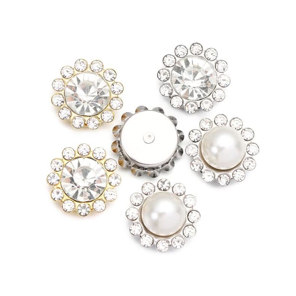 10st Pärlknapp Strass Knappar SILVER-PÄRL - high quality Silver-Pearl