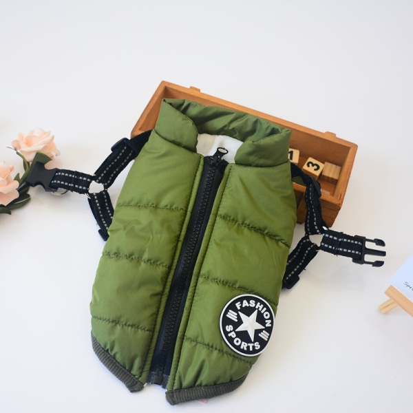 Pet bomull vadderade kläder Vintervarm Pet Dog Jacka - on stock armygreen XL