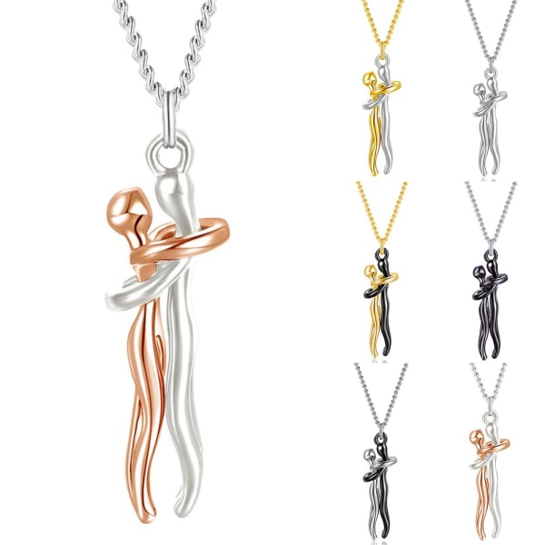 Muoti pariskunta halaa kaulakoru Korut Choker Hug riipusketju - spot ale black golden
