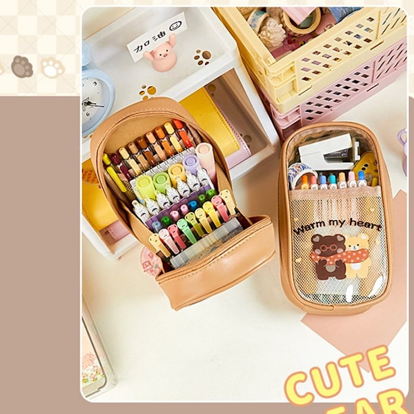 Tre-lagers Bear Pencil Bag Pencil Paper Box C - on stock C