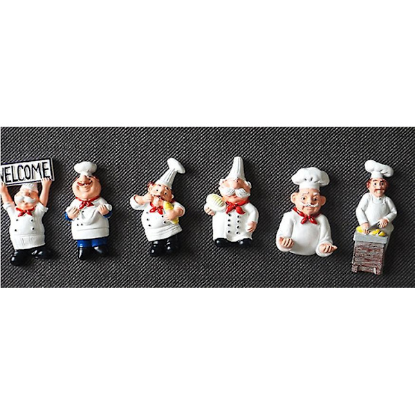 6 kpl ylisuuria söpöjä 3D Fat Chef -jääkaappimagneetteja - spot-myynti