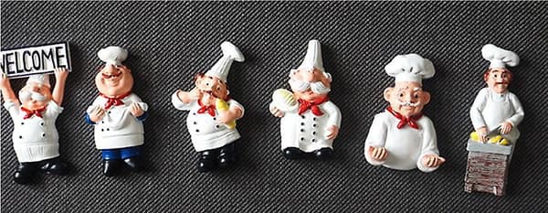 6-pack överdimensionerade söta 3D Fat Chef kylskåpsmagneter - spot sales