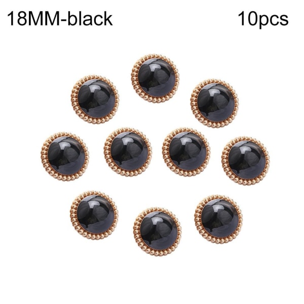 10st Pearl Buttons Skjorta Knappar SVART 18MM10ST 10ST - high quality black 18MM10pcs-10pcs