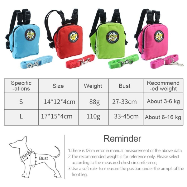 Koiran itsereppu Pet reppu BLUE L - korkea laatu blue L