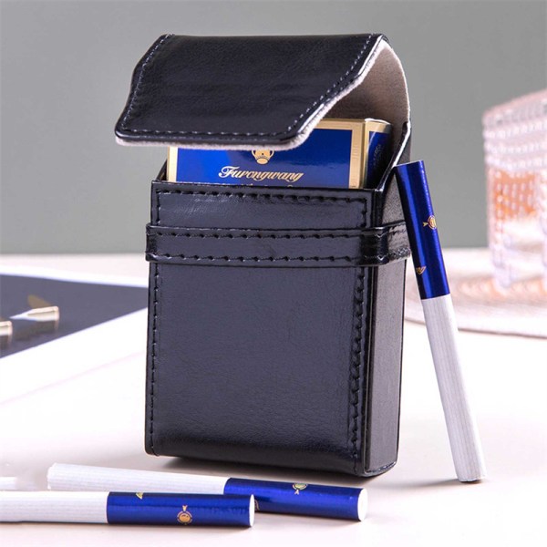 Retro PU- case 20 Sticks Flip Cover Portable Smoke Tool - high quality Blue