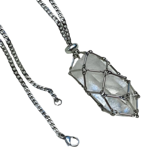 Hemp Crystal Cage Necklace Black