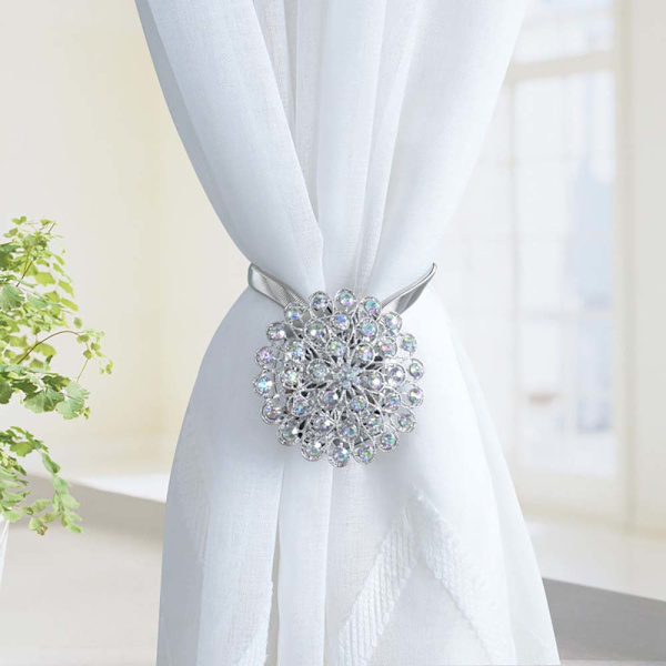 2st gardinbindningar Magnetisk strass inlagt bindningsspänne - spot sales Silver colorful