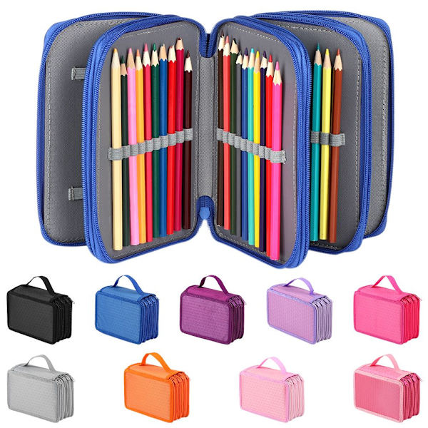 72 Fack Nylon Pennfodral Case BLÅ - high quality blue