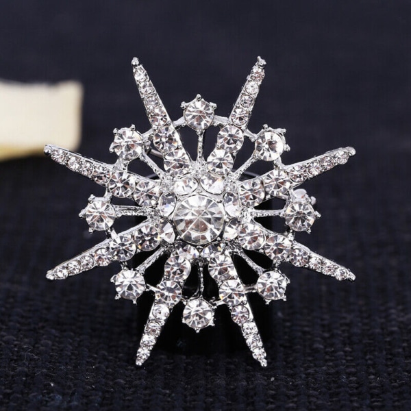 Brosch Gold Star Frozen Snowflake Star Art Style Crystal - spot försäljning Silver