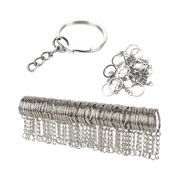 50-pack nyckelringar kort kedja 25 mm Silver - stock