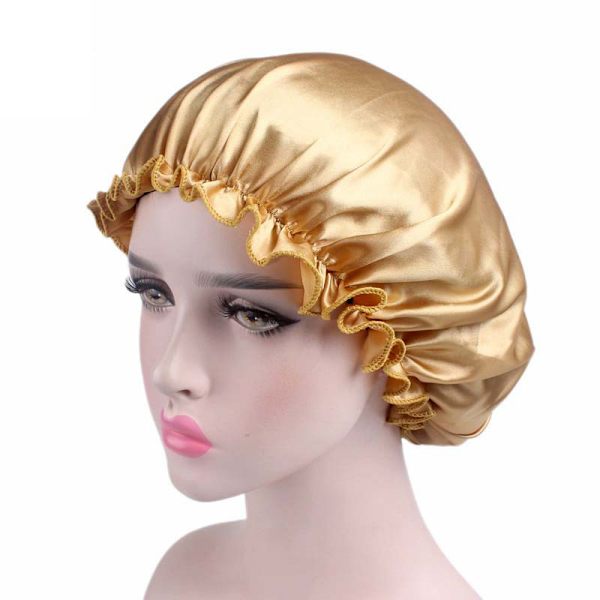 Dam Sovmössor Satin Cap Nattmössa Mjuk Elastisk Cover - on stock gold