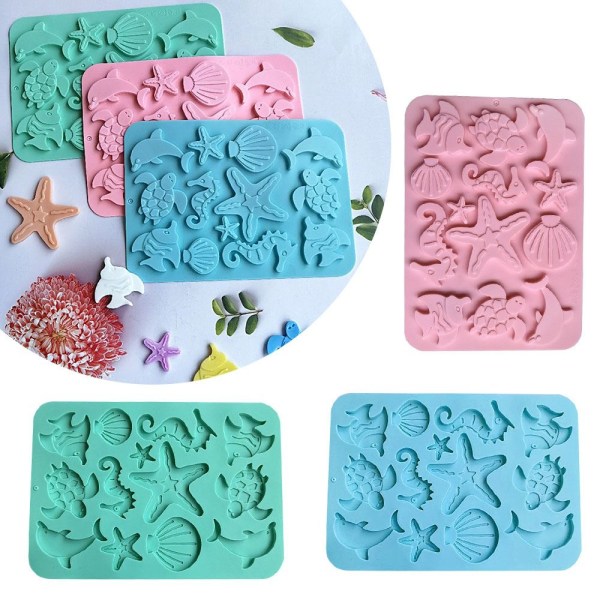 Marine Life Silicone Mold Fish Turtles Dolphins BLUE - korkea laatu blue