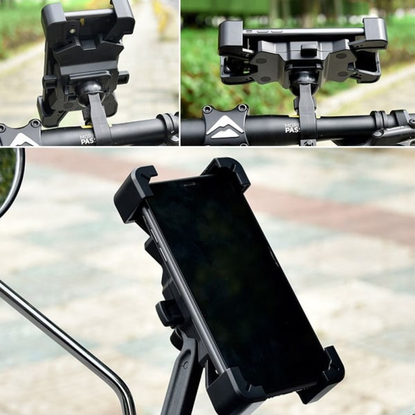 Motorcykeltelefonhållare Stativ Cykel Mobiltelefonhållare SVART - on stock Black For Handlebar-For Handlebar