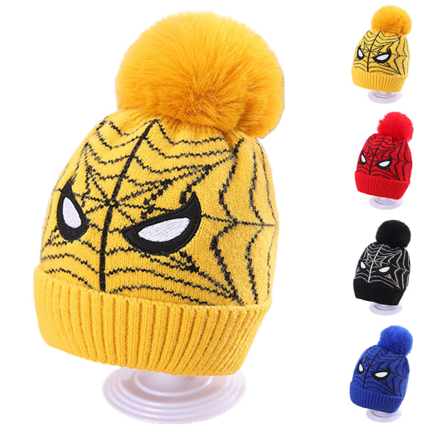 Spiderman neulottu hattu lapsille talvihattu Pompom Thick cap - spot ale yellow