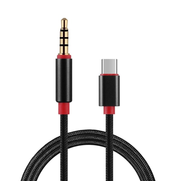 Typ-C till 3,5 mm ljudkabel USB C till 3,5 mm hörlursadapter - high quality Black