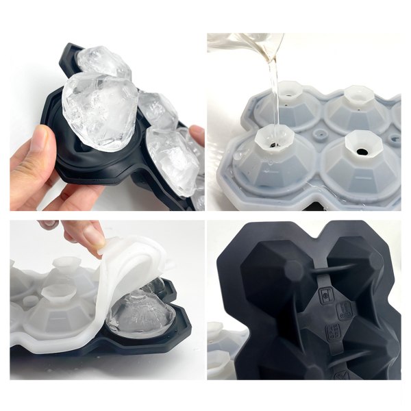 6 hålrum Diamond silikon iskubbrickor Ice Cube Maker - spot försäljning black