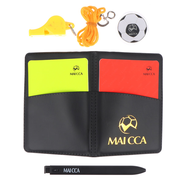Soccer Whistle Domare Mynt Fotbollskort med Pen Notebook - on stock Yellow