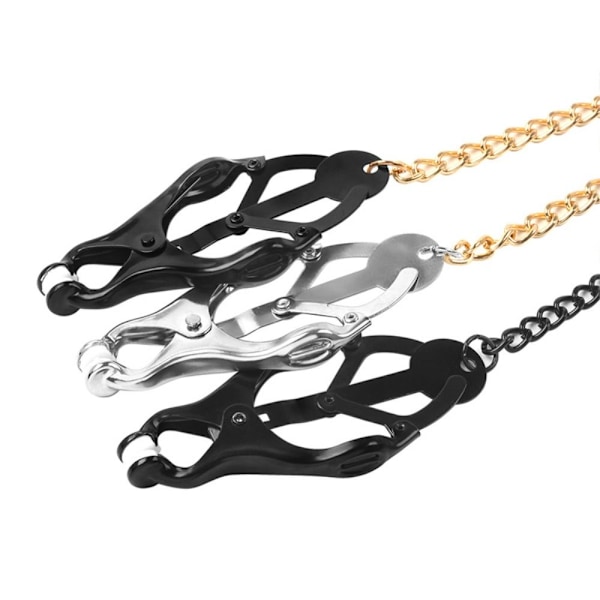 Falska nippelringar med kroppskedjor SVART - high quality Black