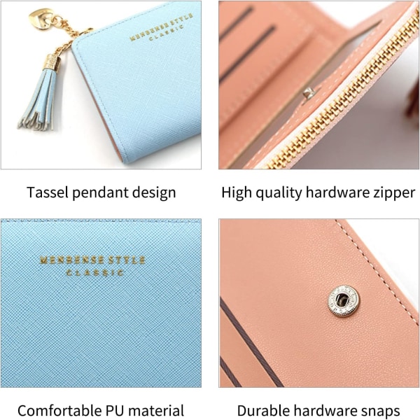 Korthållare för kort plånbok, liten plånbok, multi för kvinnor, flickor, barn (blå) - spot sales