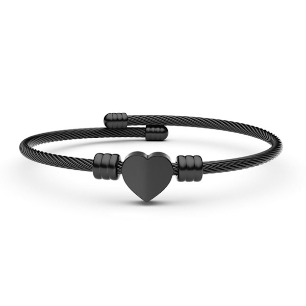 Love Heart Charm Rannekoru Steel Rope Rannekoru MUSTA - spot-ale Black