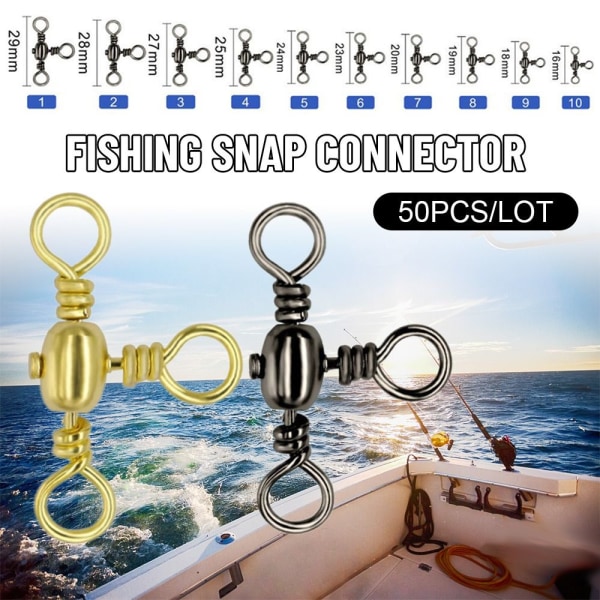 50 st/lot Fishing Rolling Swivels Connector Tackle 1 - spot försäljning 1