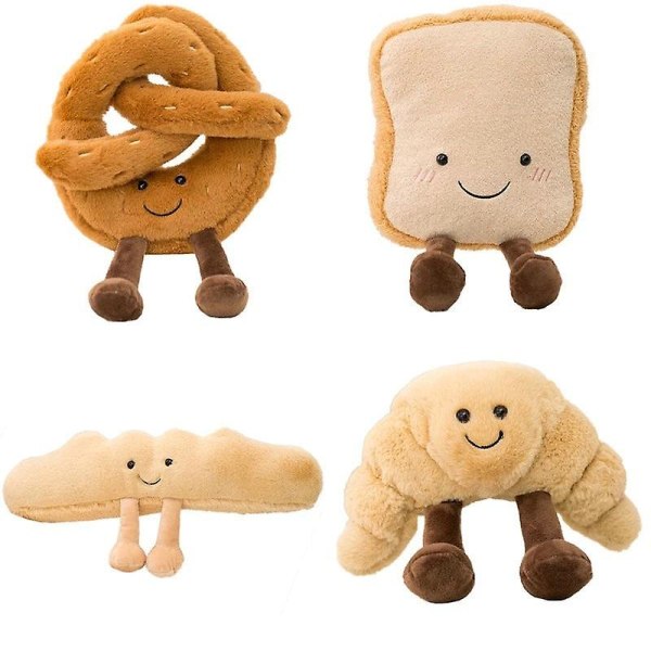 Mjuk tecknad figur pretzel crossant toast bröd docka plysch mat leksak fylld baguette pochera ägg dekor docka för flicka barn - high quality Bread 16x9cm