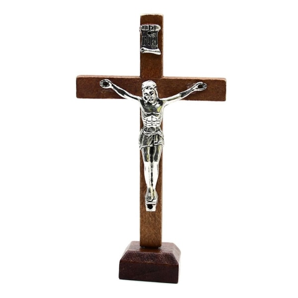 Kors Bordsskiva Dekor Krucifix Jesus Staty BRUN - high quality Brown
