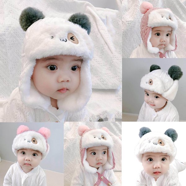 Vinter Baby Hat Barn Varma Hattar ROSA - on stock