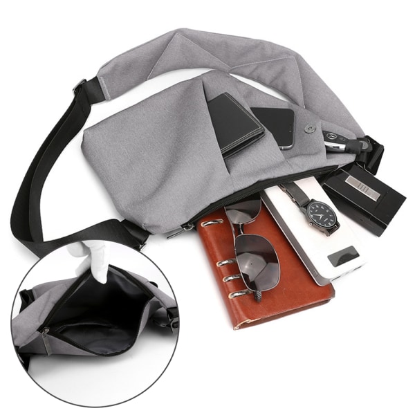 Snygg anti-stöld ultratunn crossbody-väska med enkel axelväska - stock light grey