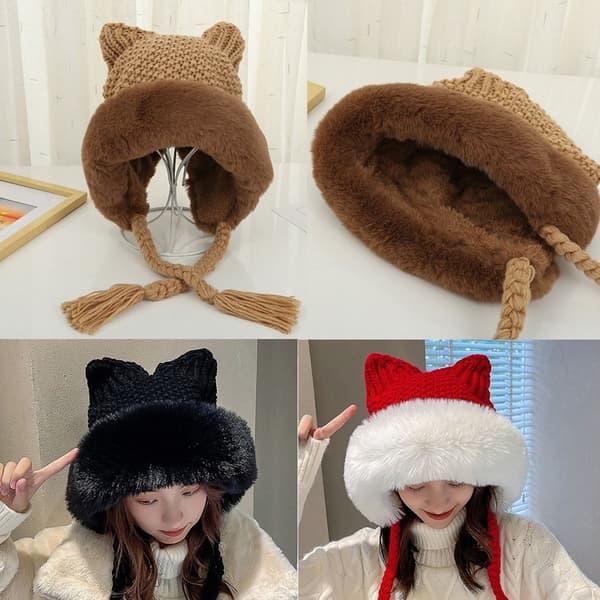 Cute Beanie Hat Crochet Cap KHAKI - varastossa