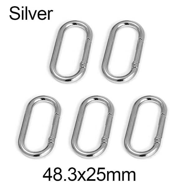 5st Fjäder Ovala Ringar Väska Bältesspännen SILVER 48,3X25MM - stock Silver 48.3x25mm