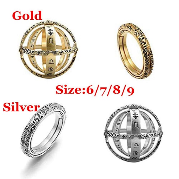 Astronomisk kulring Fingerringar Roterande Clamshell GULD 7 - high quality