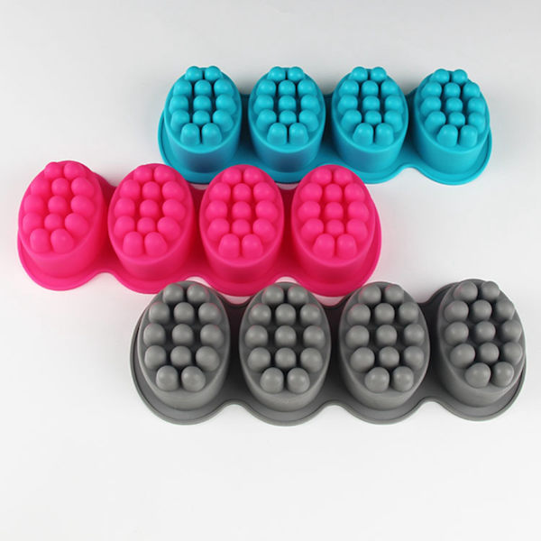 4st massage silikontvålformar för gör-det-själv massagetvål - on stock grey