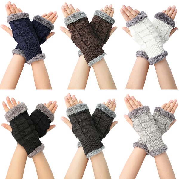 Fingerless Arm Winter Knitted Gloves Hand Long Warmer Rukkaset - spot-myynti Black