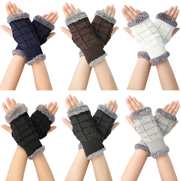 Fingerless Arm Winter Knitted Gloves Hand Long Warmer Rukkaset - varastossa Gray