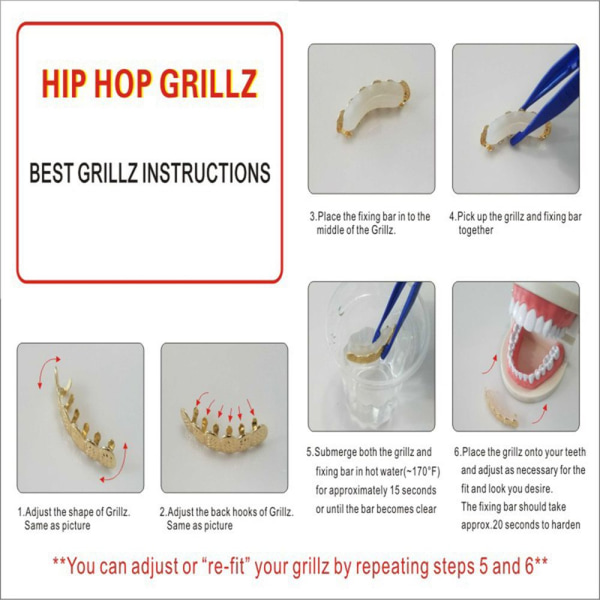 Hip Hop Tänder Grillz Tandkepsar Single Clips Grillz 1-ROSE GULD - spot försäljning