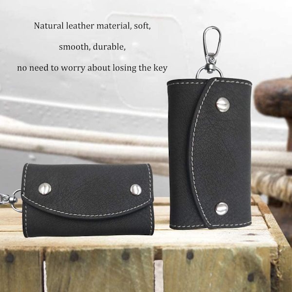Svart case, lädernyckelhållare unisex - on stock