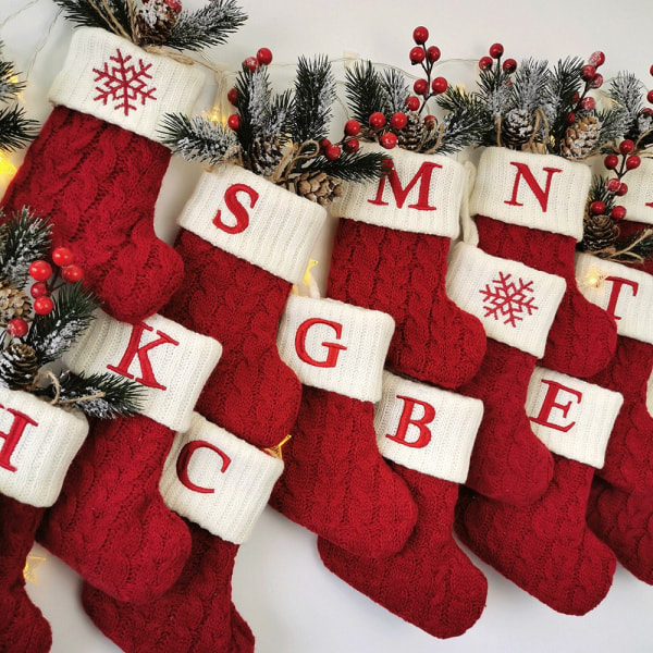 Julstrumpor Alfabet Bokstäver Strumpa Julgranshänge - spot försäljning Letter Q
