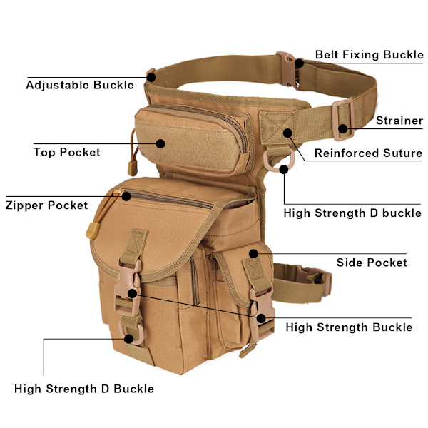 Taktisk Drop Leg Bag Lår Utility Midjepåse Vandring Casual - stock ACU