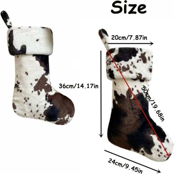 Cow Print Christmas Stocking Xmas Gift Bag - varastossa 4