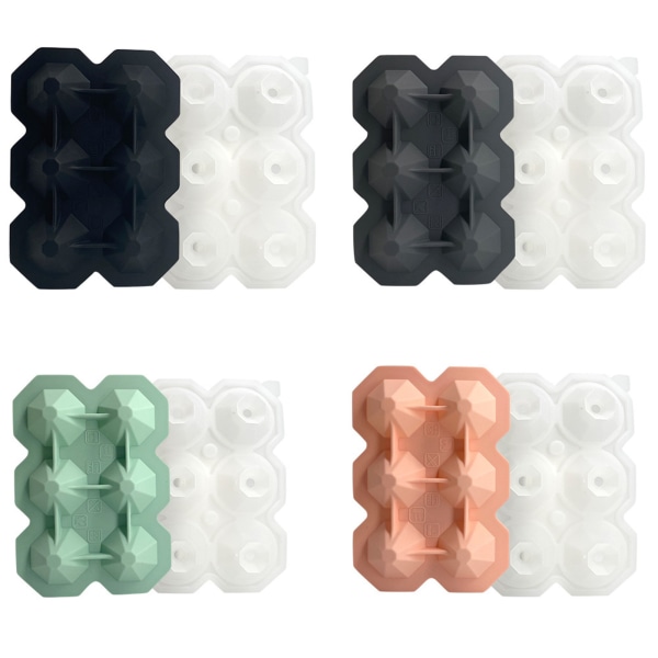 6 hålrum Diamond silikon iskubbrickor Ice Cube Maker - spot försäljning black