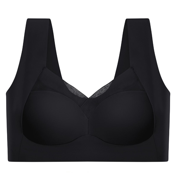 Damkomfort Mjuk Seamless Push Up BH Shapewear Underkläder Topp - stock black L