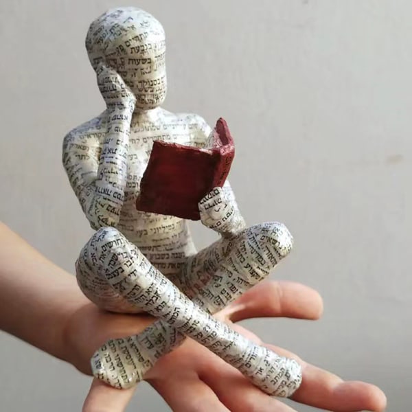 Nordic Modern Reading Woman Statue Resin Desktop Sculptures - varastossa F