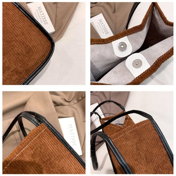 Kvinnor Corduroy Axelväskor Mjuk plysch Handväskor - stock khaki